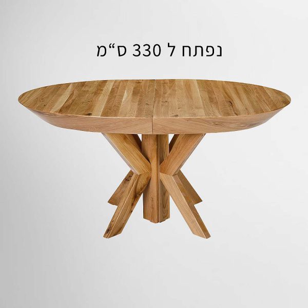 שולחן אובלי לפינת אוכל עגול מעץ אלון דגם רוסיני